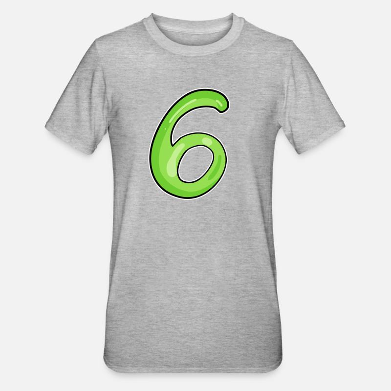 6 vert - T-shirt polycoton Unisexe - gris chiné