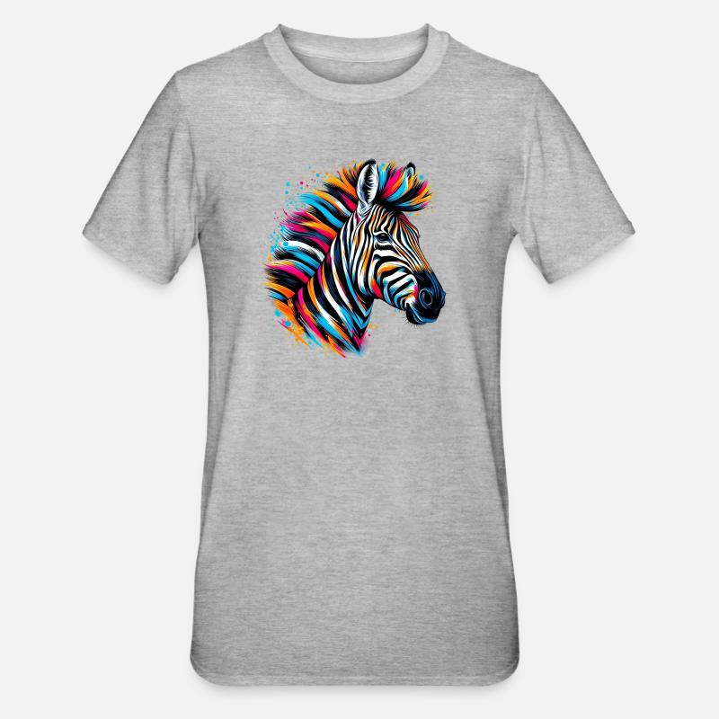 Zebra - Unisex Polycotton T-Shirt - Grau meliert
