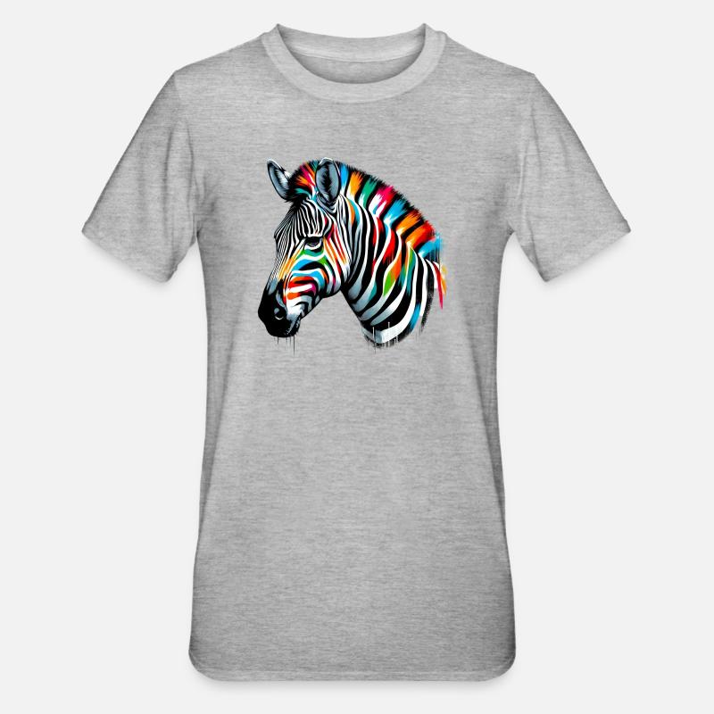 Zebra - Unisex Polycotton T-Shirt - Grau meliert