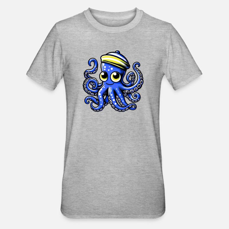 Octopus - Unisex Polycotton T-Shirt - heather grey