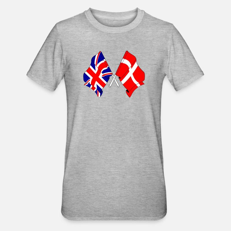 Drapeau de l’Angleterre, drapeau du Danemark - T-shirt polycoton Unisexe - gris chiné