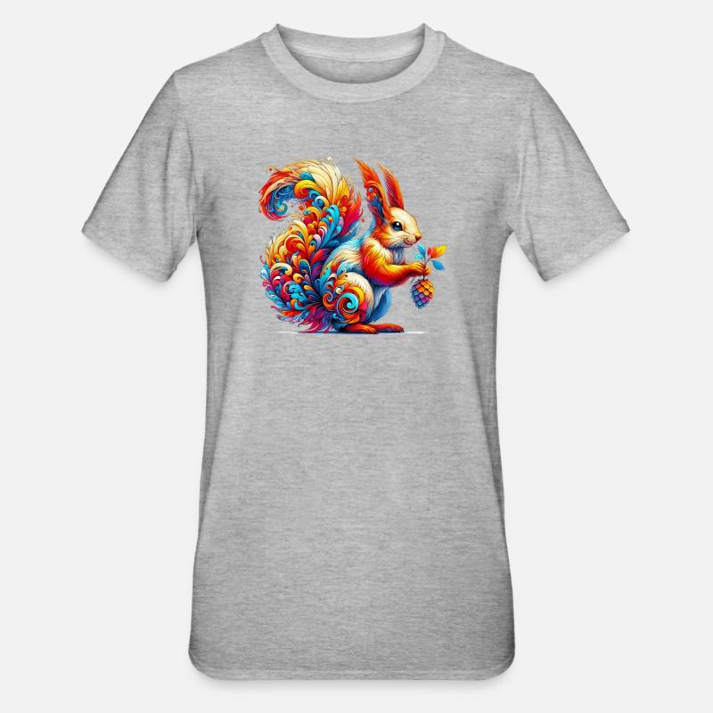 Eichhörnchen - Unisex Polycotton T-Shirt - Grau meliert