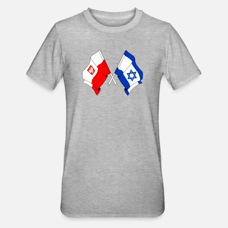 Drapeau de la Pologne, drapeau d’Israël - T-shirt polycoton Unisexe - gris chiné