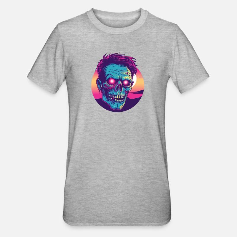 Zombie synthwave 2 - T-shirt polycoton Unisexe - gris chiné