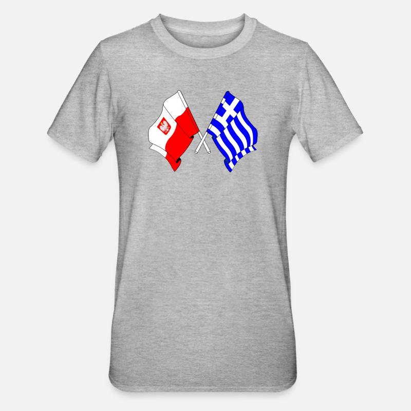 Drapeau Pologne, drapeau Grèce - T-shirt polycoton Unisexe - gris chiné