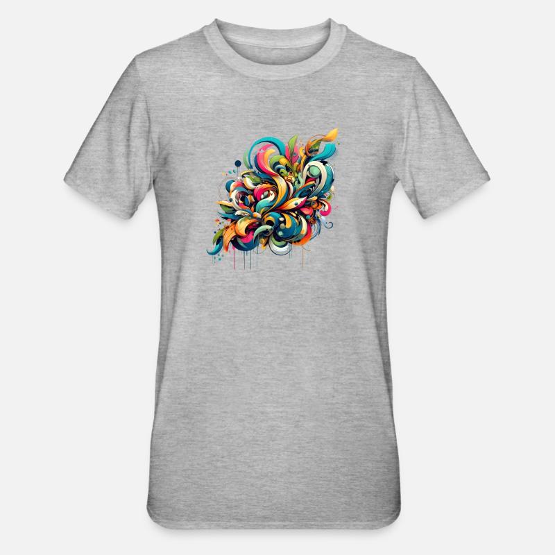 Coole florale dynamische Graffiti-Illustration - Unisex Polycotton T-Shirt - Grau meliert