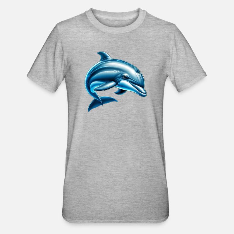 Dolphin - Unisex Polycotton T-Shirt - heather grey