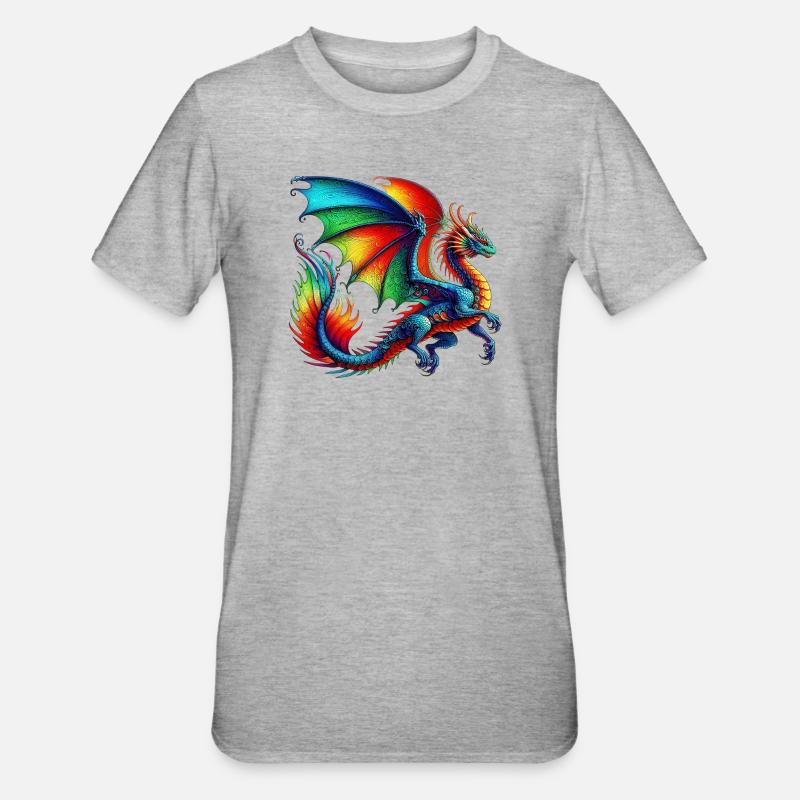 Drache - Unisex Polycotton T-Shirt - Grau meliert