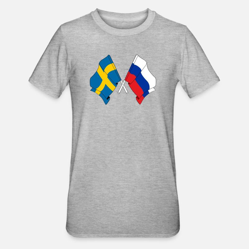 Drapeau Suède drapeau Russie - T-shirt polycoton Unisexe - gris chiné