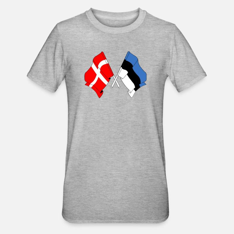 Drapeau Danemark drapeau Estonie - T-shirt polycoton Unisexe - gris chiné