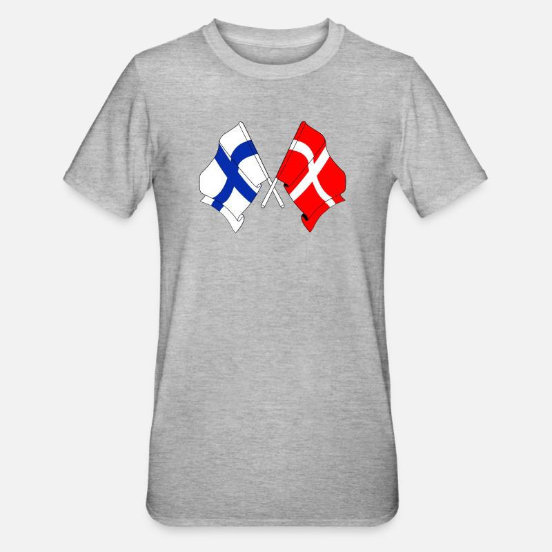 Drapeau Finlande, drapeau Danemark - T-shirt polycoton Unisexe - gris chiné