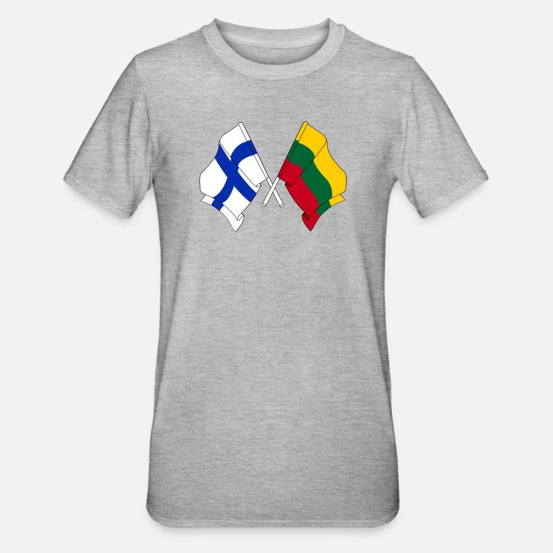 Drapeau Finlande, Drapeau Lituanie - T-shirt polycoton Unisexe - gris chiné