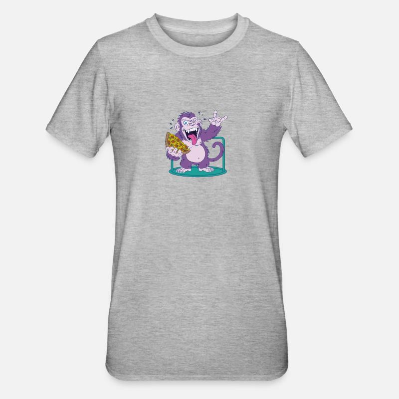Pizza: Monkey makes it better! - Unisex Polycotton T-Shirt - heather grey