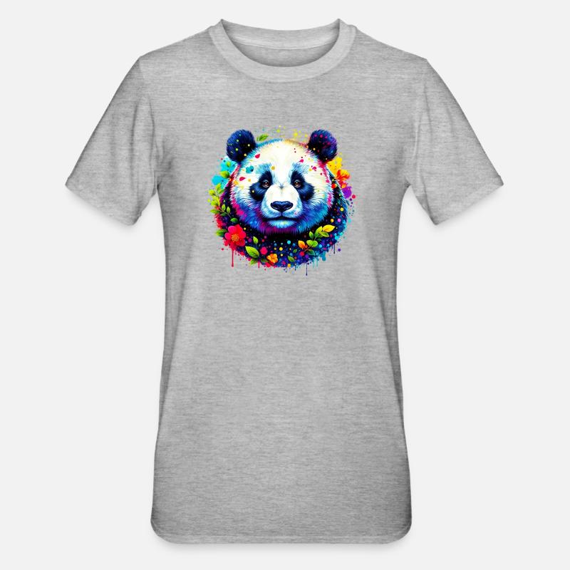 Panda - Unisex Polycotton T-Shirt - Grau meliert