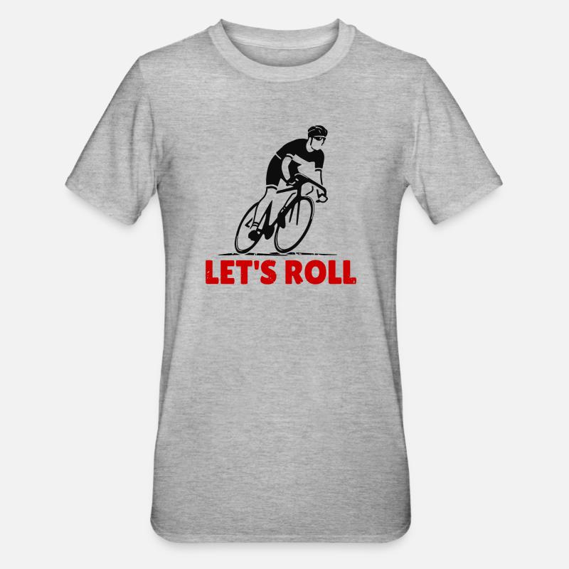 Dynamischer Radfahrer Silhouette - Unisex Polycotton T-Shirt - Grau meliert