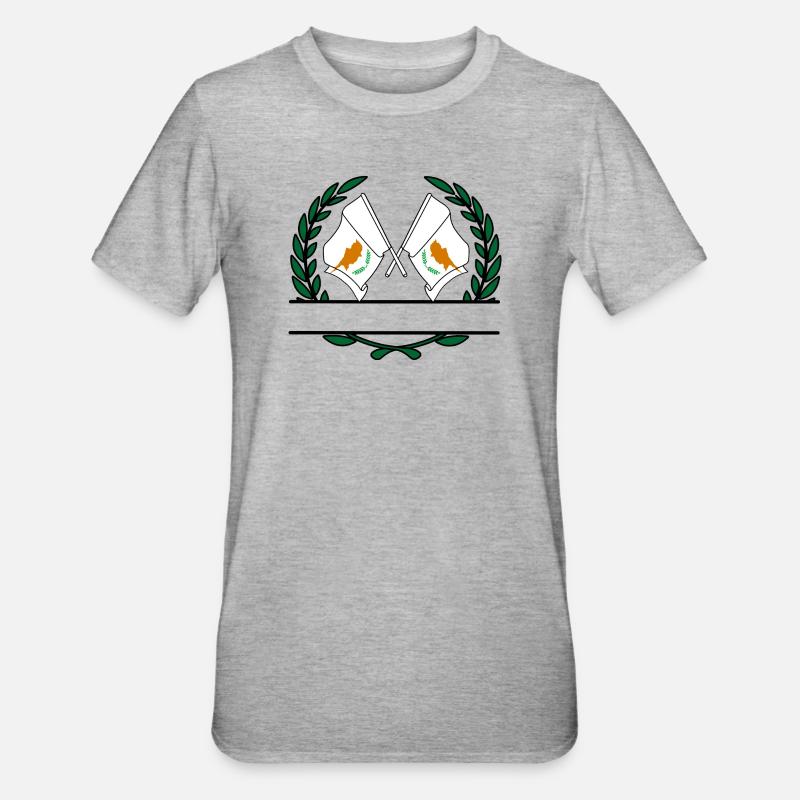 Drapeaux chypriote couronne de laurier bannière - T-shirt polycoton Unisexe - gris chiné