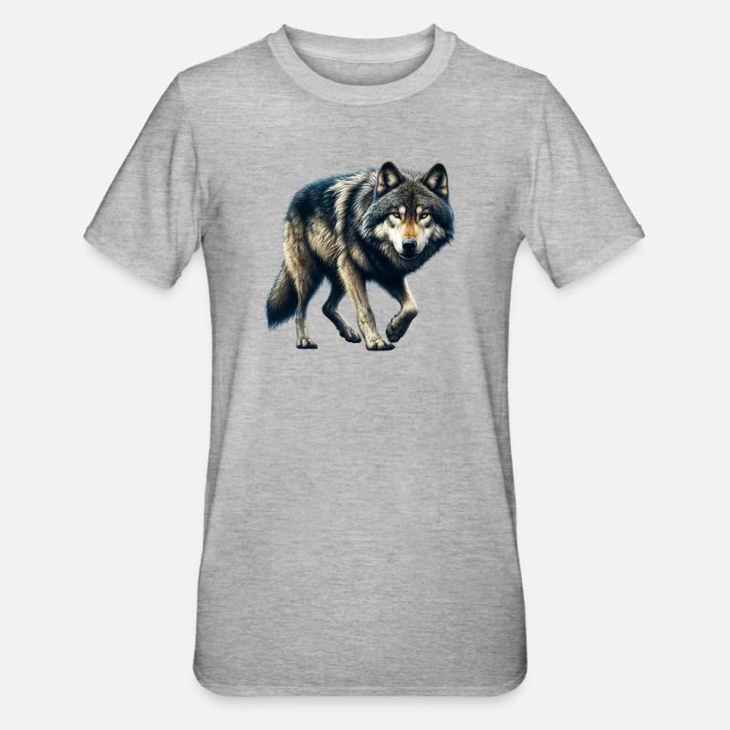 Wolf - Unisex Polycotton T-Shirt - heather grey