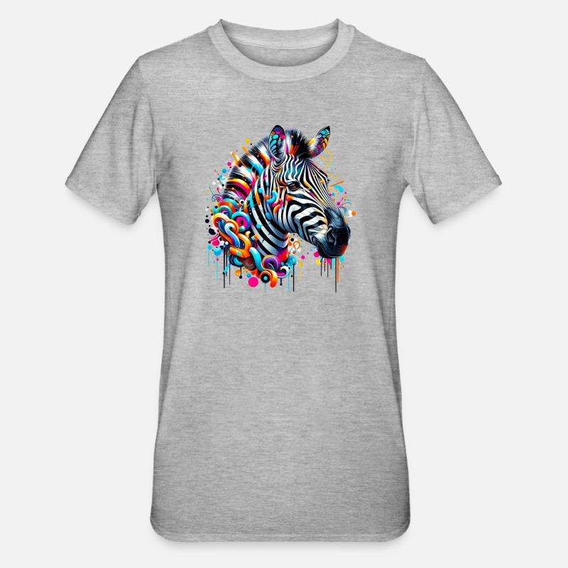 Zebra - Unisex Polycotton T-Shirt - heather grey