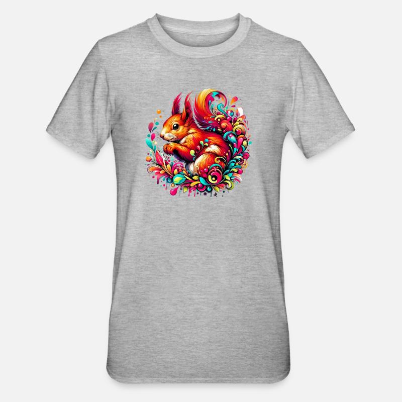 Eichhörnchen - Unisex Polycotton T-Shirt - Grau meliert