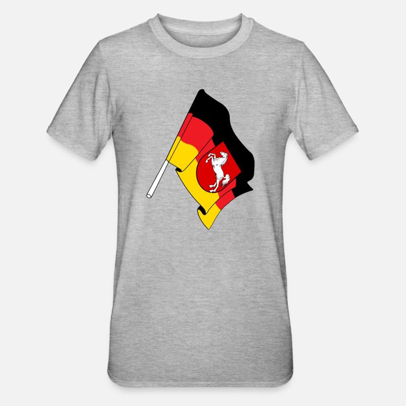 Drapeau Basse-Saxe - T-shirt polycoton Unisexe - gris chiné