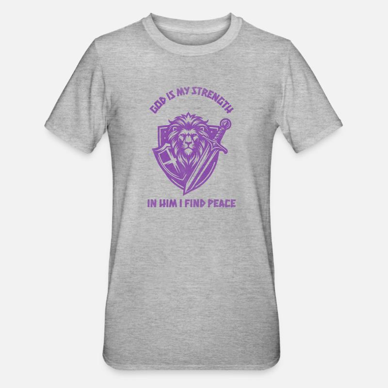 Löwenheld Kampfgeist Wappenshield Design - Unisex Polycotton T-Shirt - Grau meliert