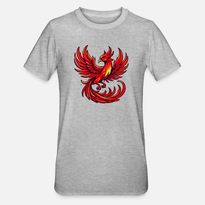 Roter Phönix - Unisex Polycotton T-Shirt - Grau meliert