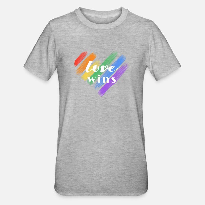 Liebe gewinnt – Regenbogenfarben - Unisex Polycotton T-Shirt - Grau meliert