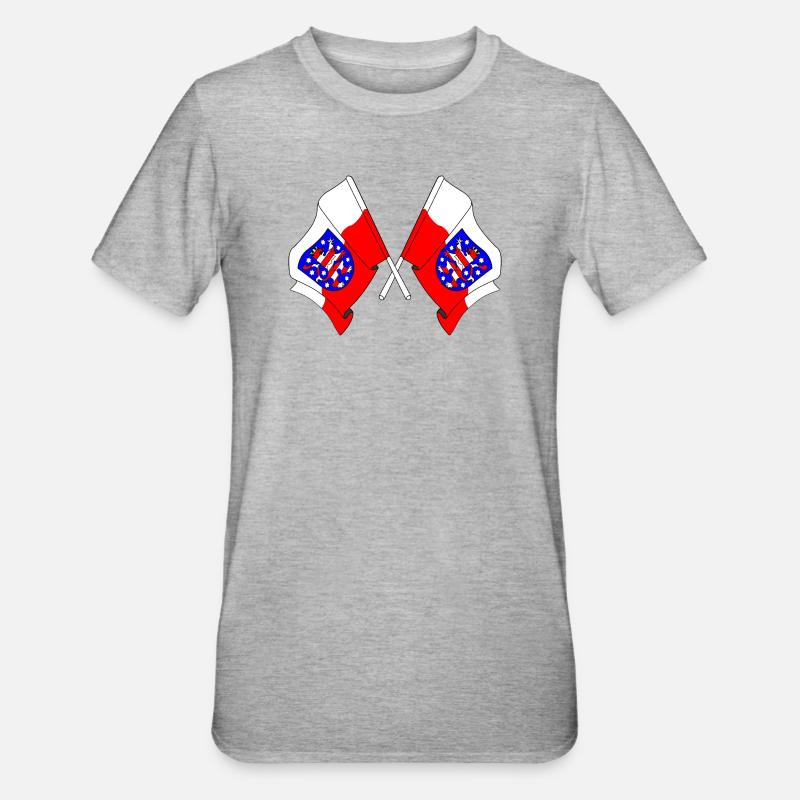 Deux drapeaux traversent la Thuringe - T-shirt polycoton Unisexe - gris chiné