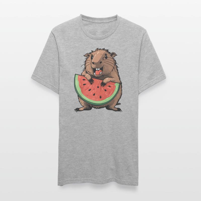 Capybara mangeant de la pastèque T-shirt polycoton Unisexe