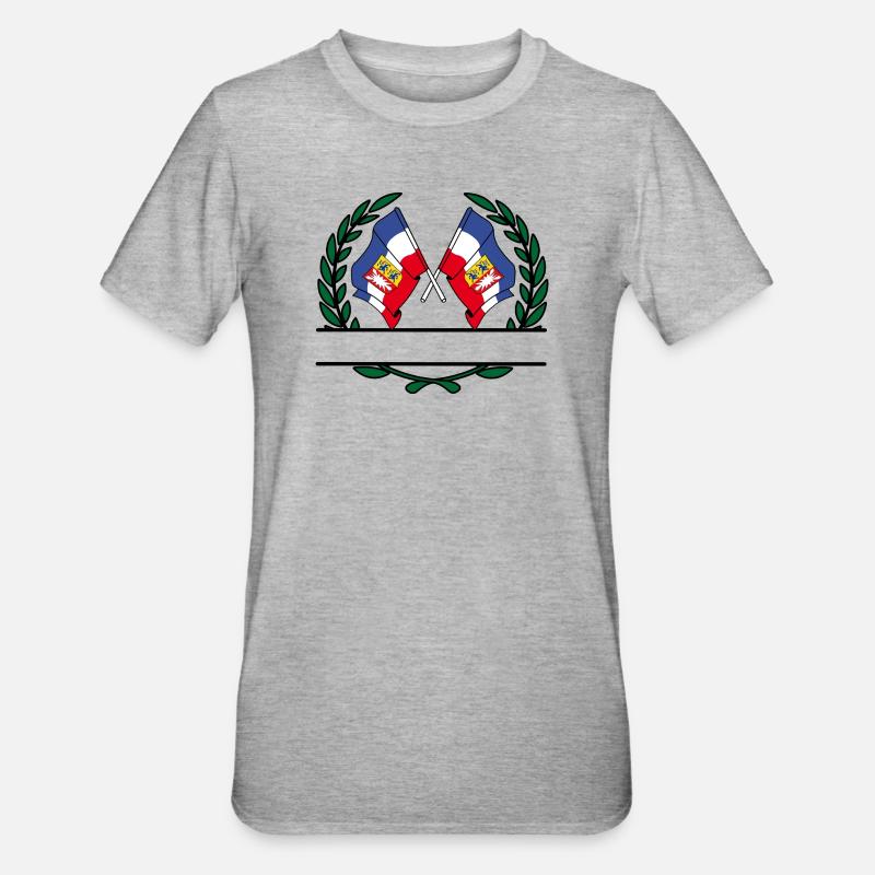 Drapeaux Schleswig Holstein couronne de laurier bannière - T-shirt polycoton Unisexe - gris chiné