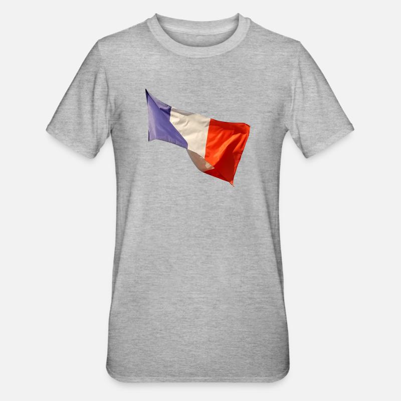 Bleu, blanc, drapeau rouge - T-shirt polycoton Unisexe - gris chiné
