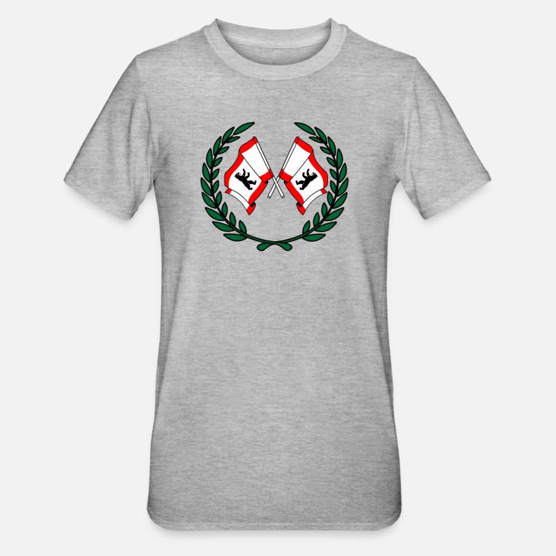 Drapeaux Couronne de laurier de Berlin - T-shirt polycoton Unisexe - gris chiné