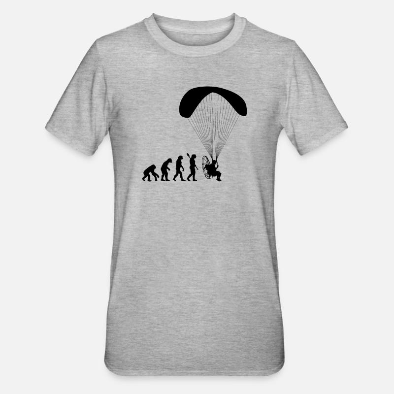 Paramotoring Human Evolution Funny - Unisex Polycotton T-Shirt - heather grey