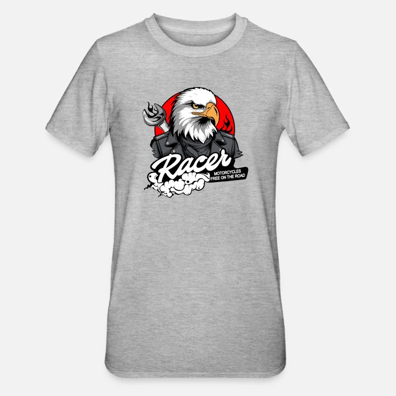 BIKER EAGLE - Unisex Polycotton T-Shirt - heather grey