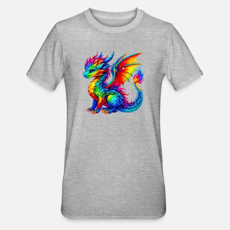 Drache - Unisex Polycotton T-Shirt - Grau meliert