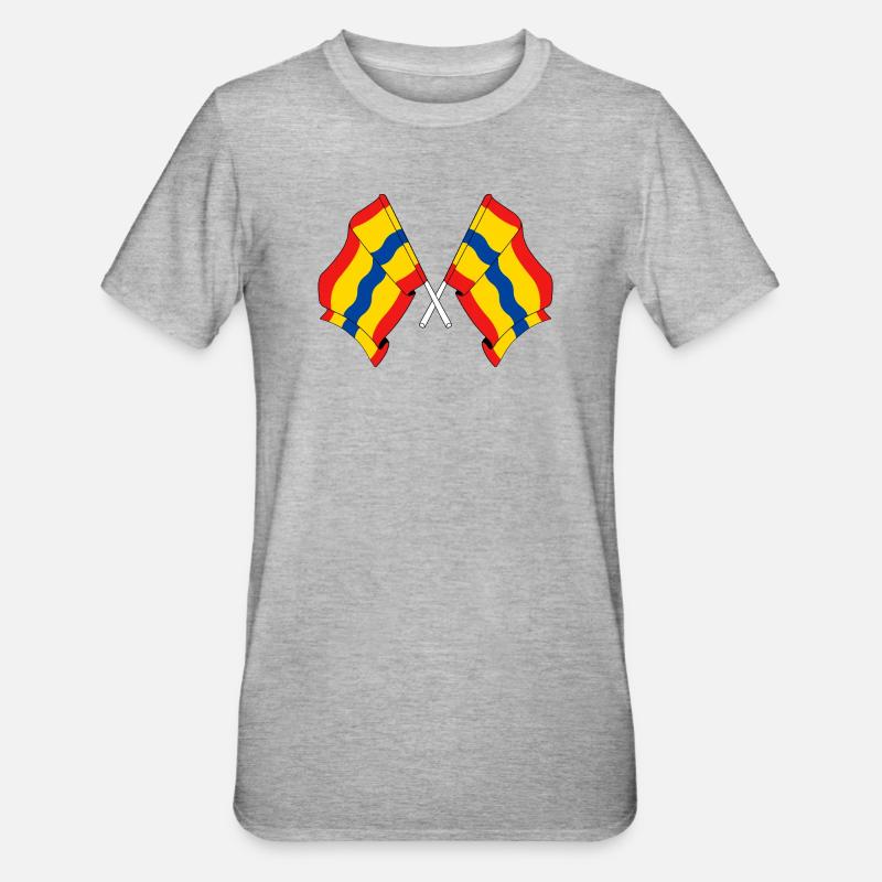 Deux drapeaux de la province d'Overijssel - T-shirt polycoton Unisexe - gris chiné