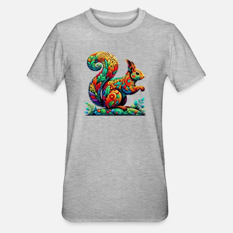 Eichhörnchen - Unisex Polycotton T-Shirt - Grau meliert