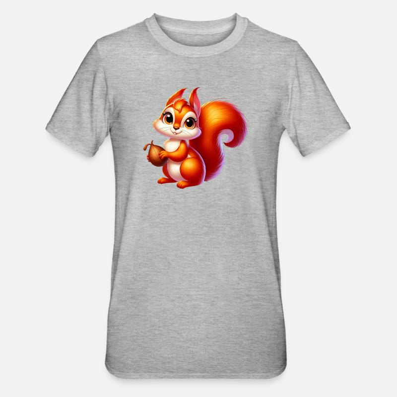 Eichhörnchen - Unisex Polycotton T-Shirt - Grau meliert