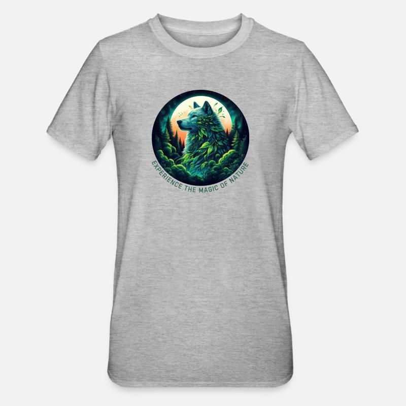 Wolf im Wald - Unisex Polycotton T-Shirt - Grau meliert