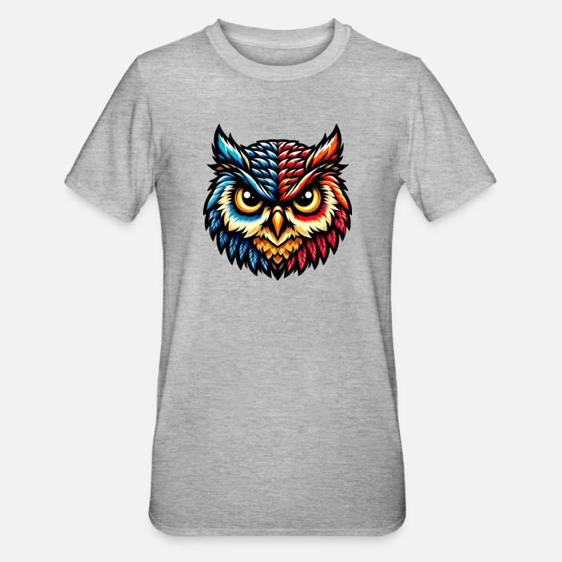 Eule - Unisex Polycotton T-Shirt - Grau meliert