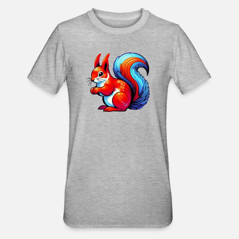 Eichhörnchen - Unisex Polycotton T-Shirt - Grau meliert