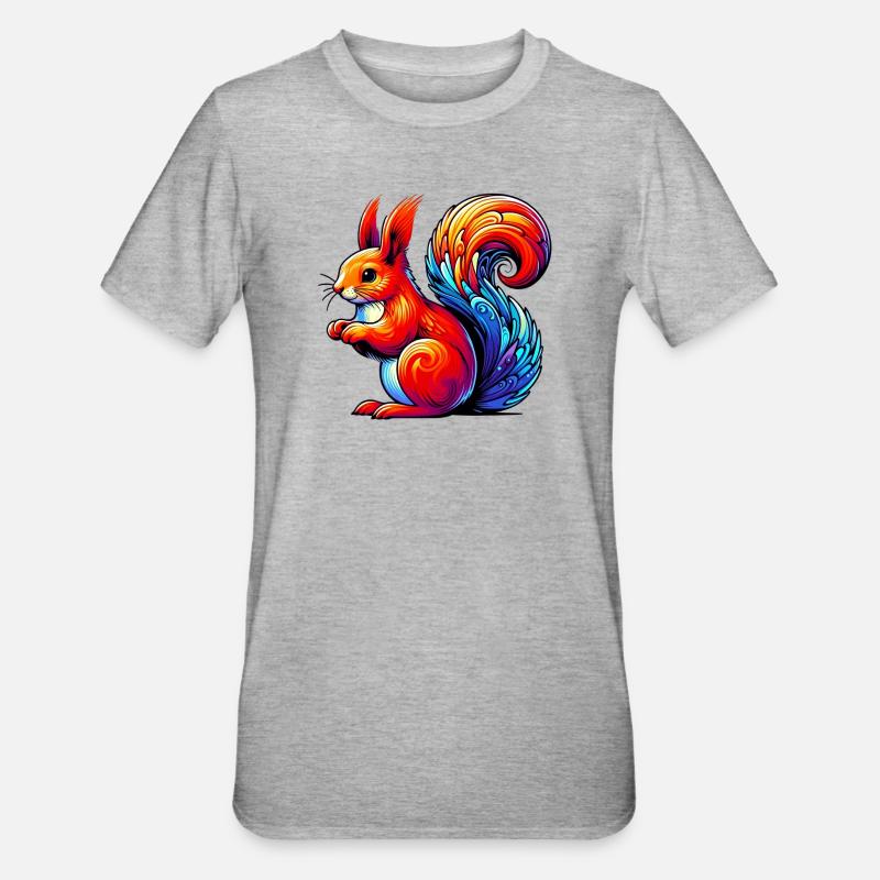 Eichhörnchen - Unisex Polycotton T-Shirt - Grau meliert