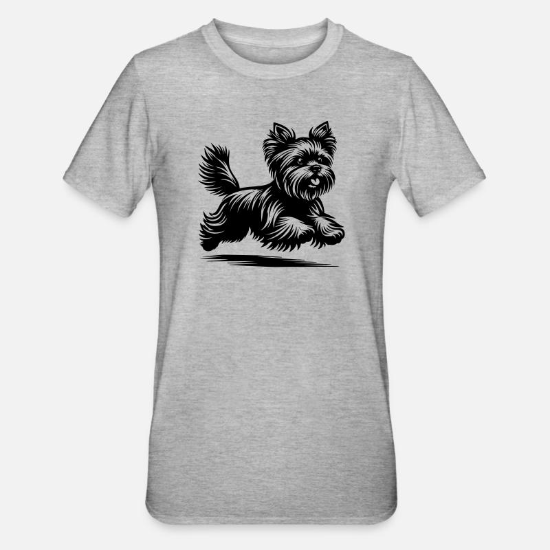 Yorkshire Terrier - T-shirt polycoton Unisexe - gris chiné