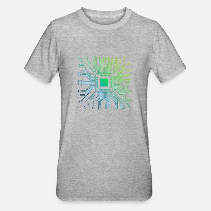 Colorful Computer Circuit Board Tech Electronic - Unisex Polycotton T-Shirt - heather grey