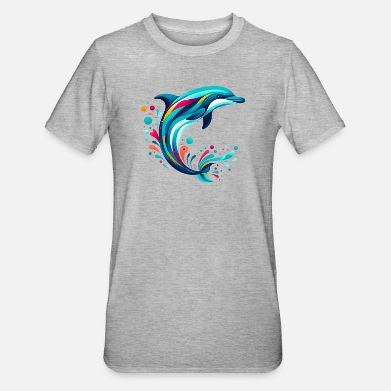 Delfin - Unisex Polycotton T-Shirt - Grau meliert