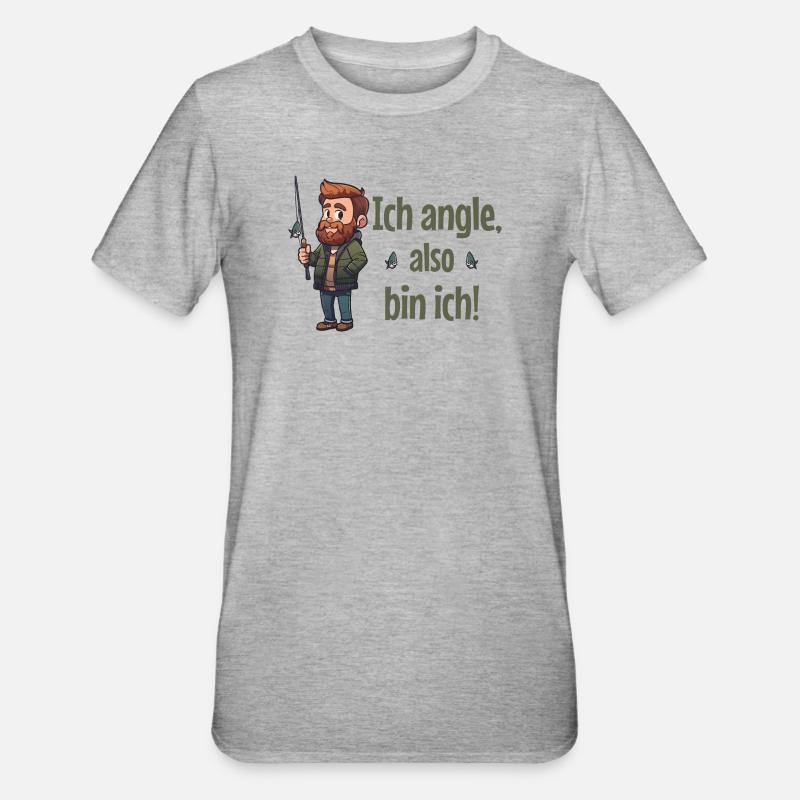 Ich angle, also bin ich! - Angler - Unisex Polycotton T-Shirt - Grau meliert