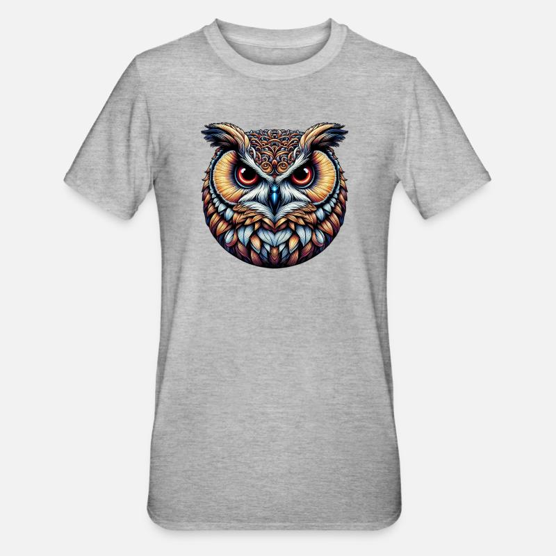 Eule - Unisex Polycotton T-Shirt - Grau meliert