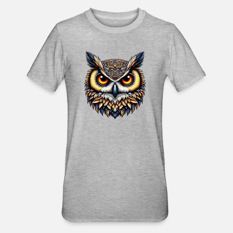 Eule - Unisex Polycotton T-Shirt - Grau meliert