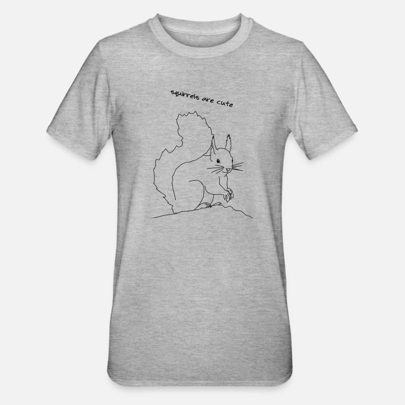 Eichhörnchen süß, lineart - Unisex Polycotton T-Shirt - Grau meliert