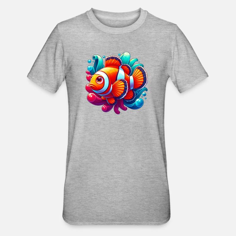 Clownfische - Unisex Polycotton T-Shirt - Grau meliert